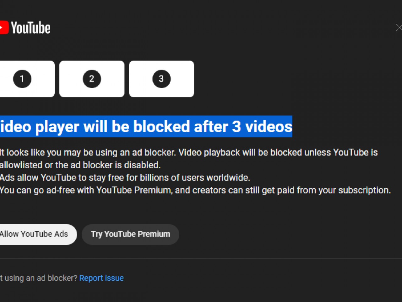 YouTube ограничит доступ для пользователей, блокирующих рекламу, тремя  видео - Inc. Russia